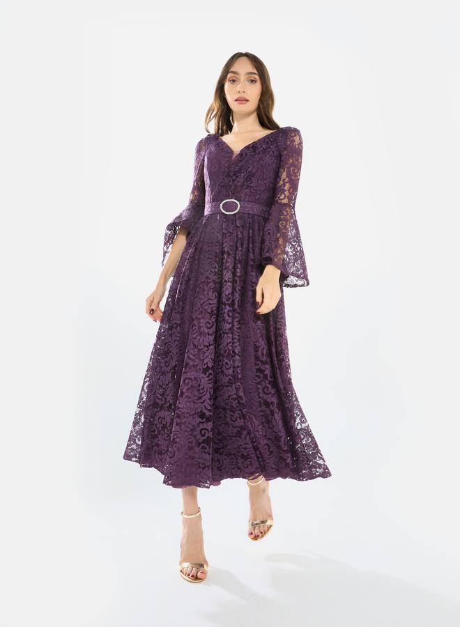 House of Moda Women Lace Flare Sleeve Midi Dress - Image 1